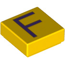 LEGO Gelb Fliese 1 x 1 mit 'F' mit Nut (11542 / 13412)