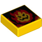 LEGO Gelb Fliese 1 x 1 mit Flamme Kopf mit Nut (3070 / 79883)