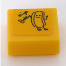 LEGO Yellow Tile 1 x 1 with 'Hiya Buddy' Hot Dog Sticker with Groove (3070)
