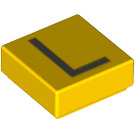 LEGO Gelb Fliese 1 x 1 mit Letter L mit Nut (11556 / 13420)