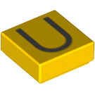 LEGO Geel Tegel 1 x 1 met Letter U met groef (11583 / 13430)