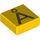 LEGO Yellow Tile 1 x 1 with Letter Å with Groove (13438 / 51484)