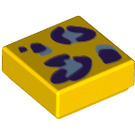 LEGO Yellow Tile 1 x 1 with Light Blue and Purple Leopard Spots with Groove (3070 / 73074)