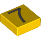 LEGO Geel Tegel 1 x 1 met Number 7 met groef (11611 / 13445)