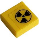 LEGO Geel Tegel 1 x 1 met Radioactive Symbol Sticker met groef (3070)