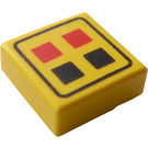 LEGO Geel Tegel 1 x 1 met Rood & Zwart Buttons met groef (3070)