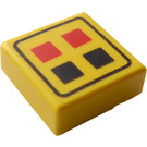 LEGO Yellow Tile 1 x 1 with Red & Black Buttons with Groove (3070 / 45193)