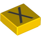 LEGO Gelb Fliese 1 x 1 mit "X" mit Nut (11587 / 13433)