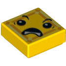 LEGO Gelb Fliese 1 x 1 mit Gelb Kryptomite Gesicht  mit Nut (3070 / 29396)