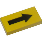 LEGO Gelb Fliese 1 x 2 mit Schwarz Pfeil mit Nut (3069)