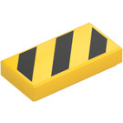 LEGO Yellow Tile 1 x 2 with Black Danger Stripes with Large Yellow Corners with Groove (3069 / 24075)