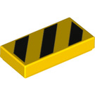 LEGO Yellow Tile 1 x 2 with Black Danger Stripes with Large Yellow Corners with Groove (3069 / 24075)