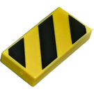 LEGO Geel Tegel 1 x 2 met Zwart Danger Strepen met Klein Geel Hoeken met groef (3069 / 73819)