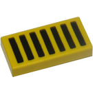 LEGO Gelb Fliese 1 x 2 mit Schwarz Gitter mit Nut (3069)
