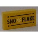 LEGO Yellow Tile 1 x 2 with Black "SNO FLAKE" pattern on Yellow Sticker with Groove (3069)