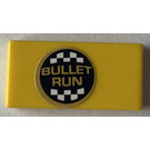 LEGO Yellow Tile 1 x 2 with 'Bullet Run' Sticker with Groove (3069)