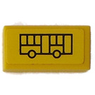 LEGO Gelb Fliese 1 x 2 mit Bus Aufkleber mit Nut (3069)