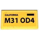 LEGO Yellow Tile 1 x 2 with California M31 OD4 Sticker with Groove (3069)