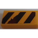 LEGO Yellow Tile 1 x 2 with Danger Stripes Left Side Sticker with Groove (3069)