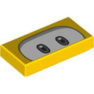 LEGO Gelb Fliese 1 x 2 mit Dorrie Augen mit Nut (3069 / 94081)