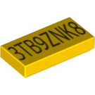 LEGO Yellow Tile 1 x 2 with Exo Force Code with Groove (3069)