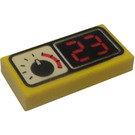 LEGO Yellow Tile 1 x 2 with Gauge and Red '23' with Groove (3069 / 82714)