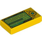 LEGO Gelb Fliese 1 x 2 mit Green Screen und Joystick Control Panel mit Nut (3069 / 104219)