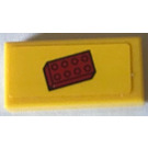 LEGO Yellow Tile 1 x 2 with LEGO Red Brick Sticker with Groove (3069)