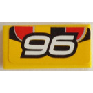 LEGO Yellow Tile 1 x 2 with Number 96 Sticker with Groove (3069)