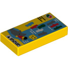 LEGO Gelb Fliese 1 x 2 mit Octan Logo mit Nut (3069 / 16345)
