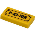 LEGO Geel Tegel 1 x 2 met P-A7-70N License Plaat Sticker met groef (3069 / 30070)