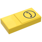 LEGO Gelb Fliese 1 x 2 mit Phone Logo Aufkleber mit Nut (3069)
