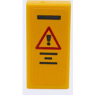 LEGO Yellow Tile 1 x 2 with Red Triangle Danger and Black Lines Sticker with Groove (3069)
