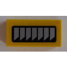 LEGO Yellow Tile 1 x 2 with Silver vents right side Sticker with Groove (3069)