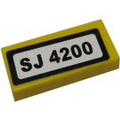 LEGO Jaune Tuile 1 x 2 avec "SJ 4200" License assiette Autocollant avec rainure (3069 / 30070)