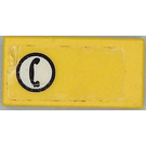 LEGO Yellow Tile 1 x 2 with Telephone Logo Right Sticker with Groove (3069)