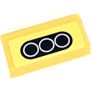 LEGO Gelb Fliese 1 x 2 mit Drei Weiß Circles auf Schwarz Oval Aufkleber mit Nut (3069)