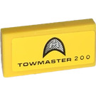 LEGO Jaune Tuile 1 x 2 avec 'TOWMASTER 200' et logo Autocollant avec rainure (3069)