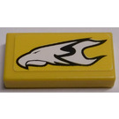 LEGO Yellow Tile 1 x 2 with White Eagle Head Sticker with Groove (3069)