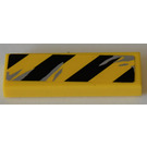 LEGO Yellow Tile 1 x 3 with black and yellow danger lines and scratch marks Sticker (63864)