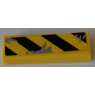 LEGO Yellow Tile 1 x 3 with black and yellow danger lines and scuff marks Sticker (63864)