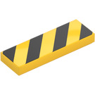 LEGO Yellow Tile 1 x 3 with Black Diagonal Stripes (63864 / 68408)