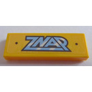LEGO Yellow Tile 1 x 3 with Bright Light Blue 'ZNAP' Sticker (63864)