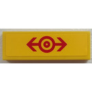LEGO Gelb Fliese 1 x 3 mit rot Zug Logo Aufkleber (63864)