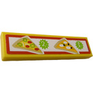 LEGO Yellow Tile 1 x 4 with 2 Slices of Pizza and Prices "2" and "3" Sticker (2431)