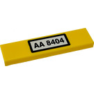 LEGO Geel Tegel 1 x 4 met AA 8404 License Plaat  Sticker (2431)