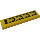 LEGO Geel Tegel 1 x 4 met Lucht Intakes/Vents Sticker (2431)