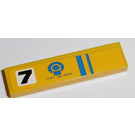 LEGO Yellow Tile 1 x 4 with Black '7' and Blue Signs Sticker (2431)