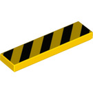 LEGO Yellow Tile 1 x 4 with Black Danger Stripes (Unprinted Corners) (2431)