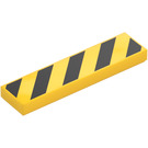 LEGO Yellow Tile 1 x 4 with Black Danger Stripes (Unprinted Corners) (73823 / 103166)